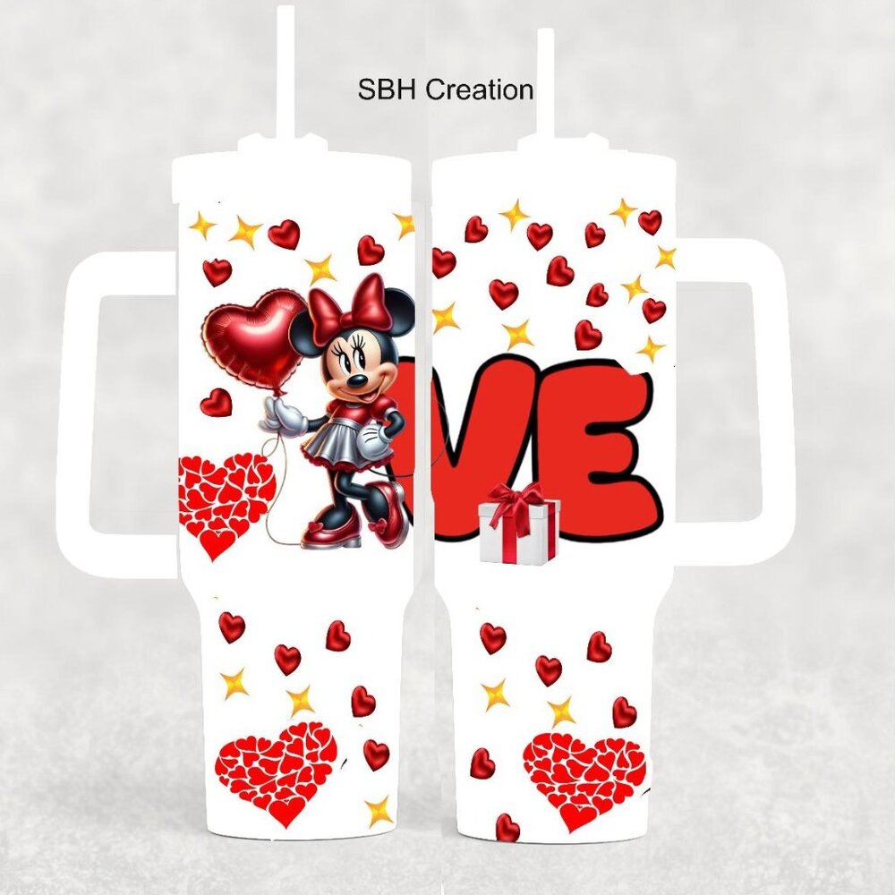 40oz Love Minnie stanley style insulated Tumbler with sliding lid and straw